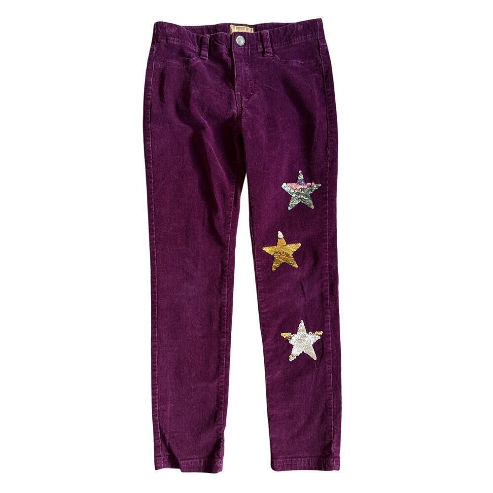 NWOT Girls’ Roebuck & Co. Purple Corduroy Star Sequin Skinny Pants Size 10-12